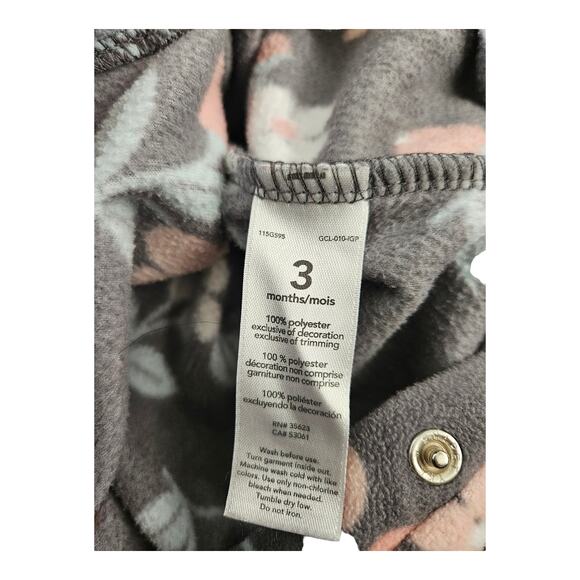 Carter's 3m Long Sleeve Gray Snap Up Sleeper - Picture 3 of 8